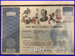The Walt Disney Company One Share Professionally Framed & Matted Display & Coa