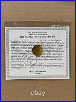 The Walt Disney Gallery The Disney Dogs Framed Pin Set Lady & Tramp Nana Pongo