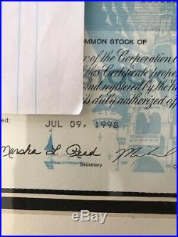 The walt disney ompany 1998 stock certificate Framed