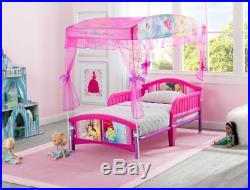 Toddler Bed For Girls Princess Frame Canopy Set Kids Bedroom Plastic Furniture