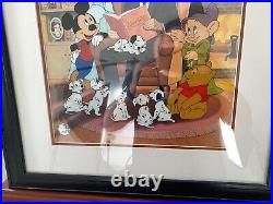 VTG Disney Sericel Cel Storyteller Walt Mickey Dopey Cinderella Framed DS44