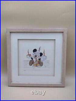 VTG Disney Treasure Print Mickey's Birthday 1994 Framed Pre-owned