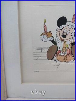 VTG Disney Treasure Print Mickey's Birthday 1994 Framed Pre-owned