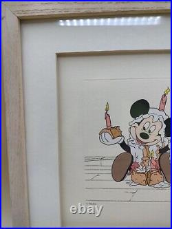 VTG Disney Treasure Print Mickey's Birthday 1994 Framed Pre-owned