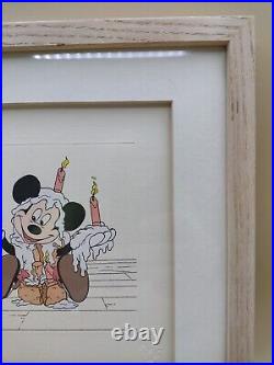 VTG Disney Treasure Print Mickey's Birthday 1994 Framed Pre-owned