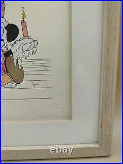 VTG Disney Treasure Print Mickey's Birthday 1994 Framed Pre-owned