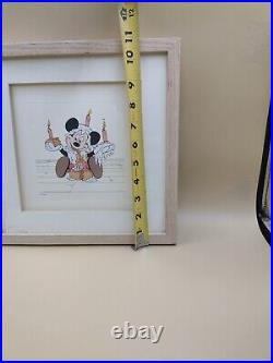 VTG Disney Treasure Print Mickey's Birthday 1994 Framed Pre-owned