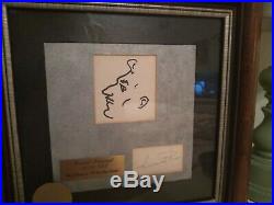 Vincent Price signed sketch self-profile + autograph Wood Framed Walt Disney