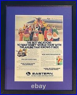 Vintage 1979 Walt Disney World Eastern Airlines Framed Ad 14 x 11