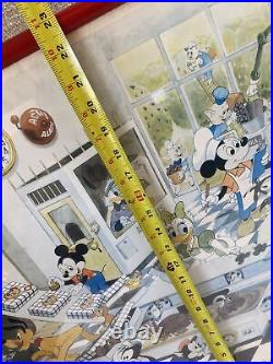 Vintage 1986 Disney Mickey Mouse's Chocolate Factory One Stop Posters Red FRAMED