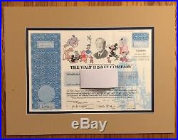 Vintage 1998 The WALT DISNEY COMPANY Issued Stock Certificate 5 Shares Framed