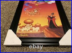 Vintage Aladdin Movie Poster 90s Walt Disney Printed In USA OSP FRAMED 29x15