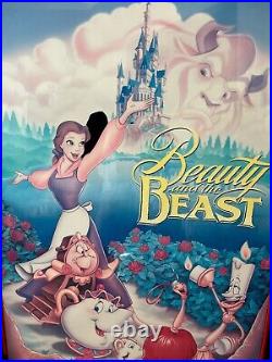 Vintage Beauty and the Beast 39x25 Red Metal Framed Movie Poster Walt Disney Art