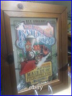 Vintage Disney Walt Disney World Railroad 1975 Poster Mirror Framed. Very Rare