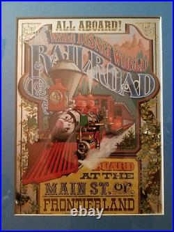 Vintage Disney Walt Disney World Railroad 1979 Mirror Poster Style Framed