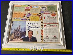 Vintage Disneyland Framed Show Art 1958 Disneyland Guide Tickets Pins & More