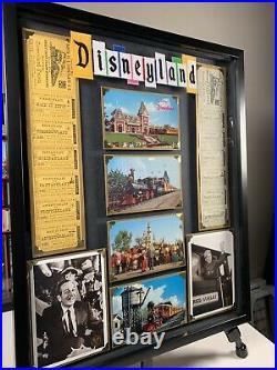 Vintage Disneyland Santa Fe Railroad 1950s Ticket Walt Disney Framed Postcard