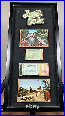 Vintage Disneyland Ticket Book A-E Framed Jungle Cruise Postcard Walt Disney
