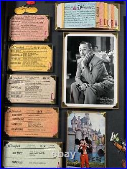Vintage Disneyland Ticket Book A-E Framed Walt Disney Santa Fe Railroad Postcard