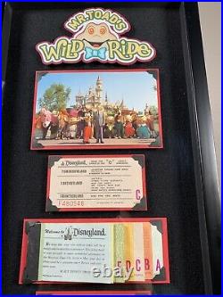 Vintage Disneyland Ticket Book A-E Mr Toad Wild Ride Framed Walt Disney Postcard