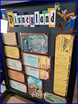 Vintage Disneyland Ticket Book A-E Walt Disney Framed Santa Fe Railroad Postcard