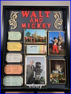 Vintage Disneyland Ticket Book A-E Walt Disney Mickey Mouse Framed Postcard NICE