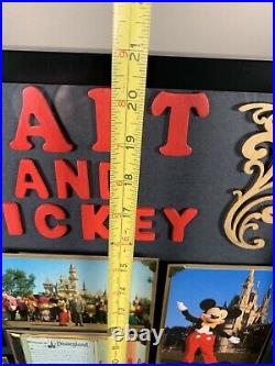 Vintage Disneyland Ticket Book A-E Walt Disney Mickey Mouse Framed Postcard NICE