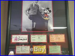 Vintage Disneyland Ticket Book Coupons Walt Disney & Mickey 11x14- Framed