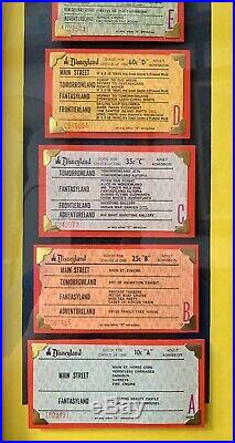 Vintage Disneyland Ticket Book Framed Display Coupon Original Walt Disney