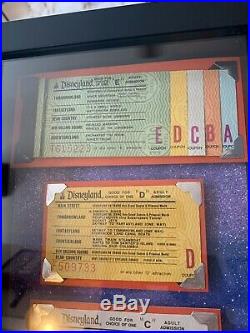 Vintage Disneyland Ticket Book Framed Display Ride Coupon Original Walt Disney