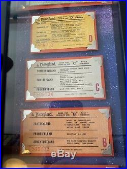 Vintage Disneyland Ticket Book Framed Display Ride Coupon Original Walt Disney