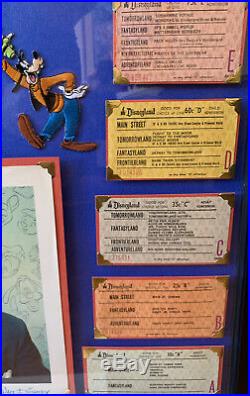 Vintage Disneyland Ticket Book Framed Mickey Walt Disney 8x10 Photo Postcard A-E
