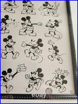 Vintage Mickey Mouse Walt Disney Animation Character Model Sheet Framed 24x20