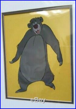 Vintage Original 1967 Walt Disney Animation Cel Jungle Book Framed Baloo withCOA