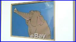 Vintage Original 1967 Walt Disney Animation Cel Jungle Book Framed Elephant COA