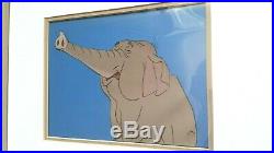 Vintage Original 1967 Walt Disney Animation Cel Jungle Book Framed Elephant COA