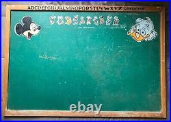 Vintage Walt Disney Chalk Board Mickey Mouse Ludwig Von Drake Wood Frame