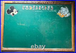 Vintage Walt Disney Chalk Board Mickey Mouse Ludwig Von Drake Wood Frame