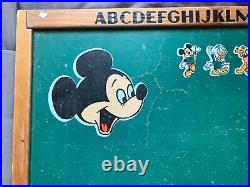 Vintage Walt Disney Chalk Board Mickey Mouse Ludwig Von Drake Wood Frame