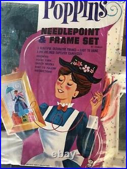 Vintage Walt Disney Hasbro Mary Poppins Needlepoint & Frame Set 1965