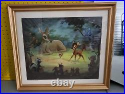 Vintage Walt Disney Lithograph Art Print Bambi Meets His Forest Friends 1940s