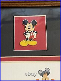 Vintage Walt Disney Mickey Mouse Self Portrait Framed With Pin