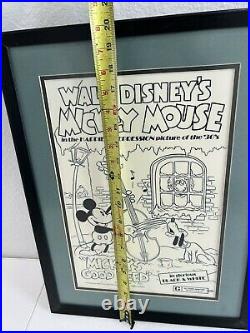 Vintage Walt Disney Mickey Mouse Theatrical Framed Poster Prints Lot Of 2