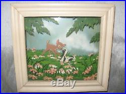 Vintage Walt Disney Multiplane Painting Bambi & Skunk Courvoisier Framed