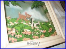 Vintage Walt Disney Multiplane Painting Bambi & Skunk Courvoisier Framed