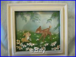Vintage Walt Disney Multiplane Painting Bambi & Thumper Courvoisier Framed