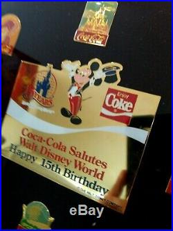Vintage Walt Disney World Coke Coca Cola Framed Pin Set Lot Birthday Framed Art