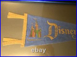 Vintage Walt Disney World Pennant Framed Souvenir Banner Walt Disney Productions