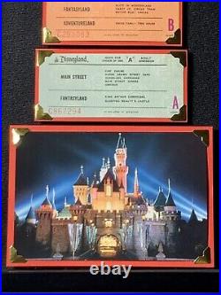 Vintage disneyland Original Tickets shadow box frame walt Disney Castle Postcard