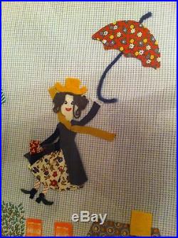 Vintage framed artwork of Walt Disney Mary Poppins Mixed Media Unique Yarn art